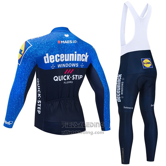 2021 Fietskleding Deceuninck Quick Step Blauw Zwart Lange Mouwen en Koersbroek